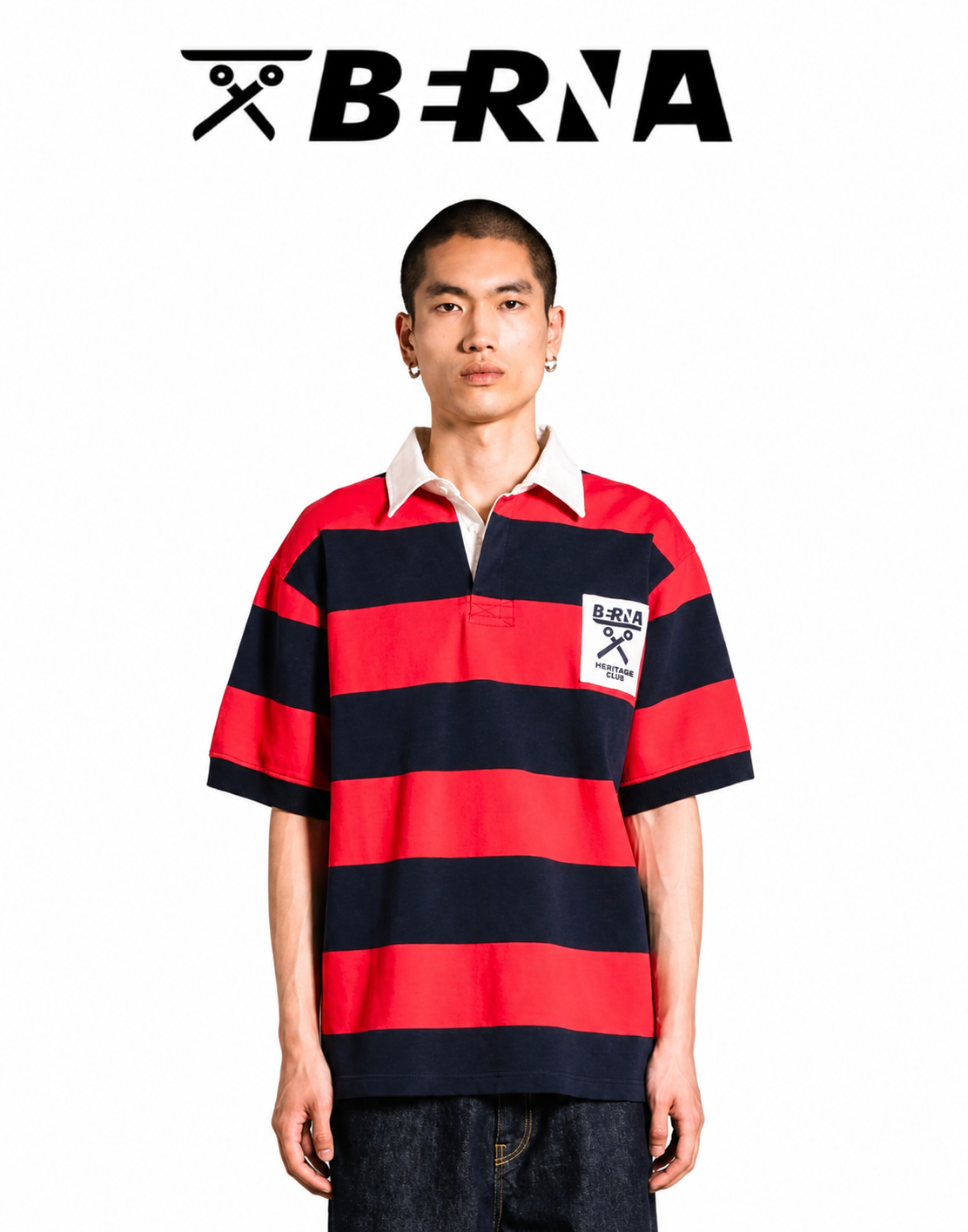 Polo Rugby Berna con maxy righe relaxed